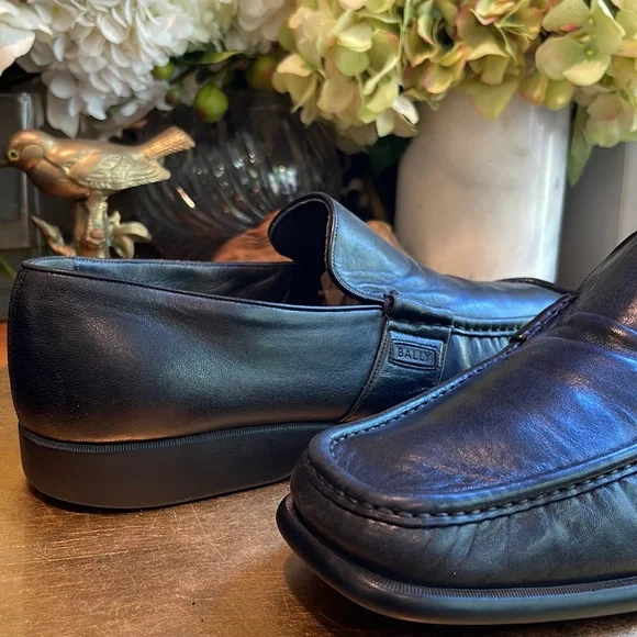 Bally Arcon Slip-On Black Lambskin Leather Loafers
